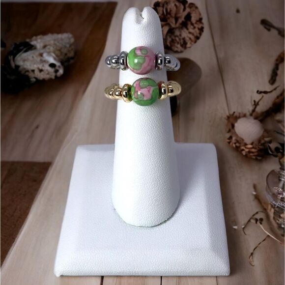 NWT Wool + Pepper Co. Rain Flower Beaded Ring with gold or silver - Picture 1 of 3